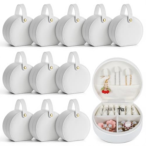Yuanan 12PCS Mini Jewelry Box Bulk, Mini Leather Bridesmaid Jewelrys Gift Box, 4 Grid Travel Jewelry Boxes for Women, 3.9 ...