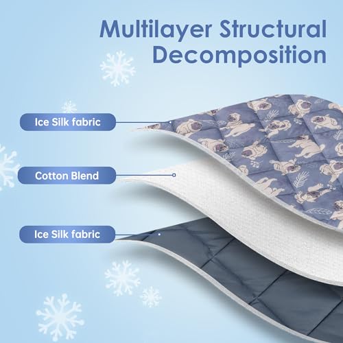 Langsprit Dog Cooling Mat, Washable Dogs Cats Pet Non-Toxic Cooling Pads Summer Sleeping Kennel Mats，Pet Self Cool Ice Bla...