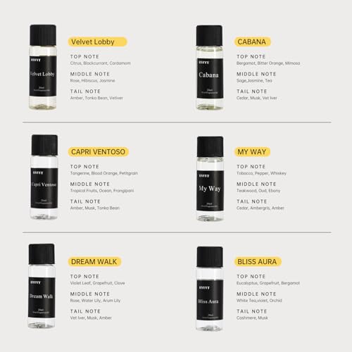 BNVVT Hotel Diffuser Oil Fragrance Oil Set (6 x 20ml) – Luxury Aroma Oils for Diffuser, Inspired by Iconic 5-Star Hotels –...
