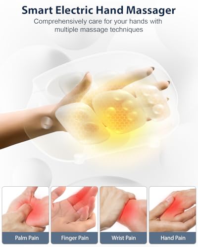 CINCOM Hand Massager with Heat & Compression, Cordless Rechargeable Hand Massager for Arthritis & Carpal Tunnel Relief, Ai...