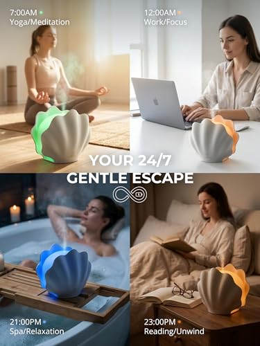 Essential Oil Diffuser 260ML, Shell Aroma Diffuser with Remote Control, 7 Colors LED Night Light for Bedroom Home Relaxati...