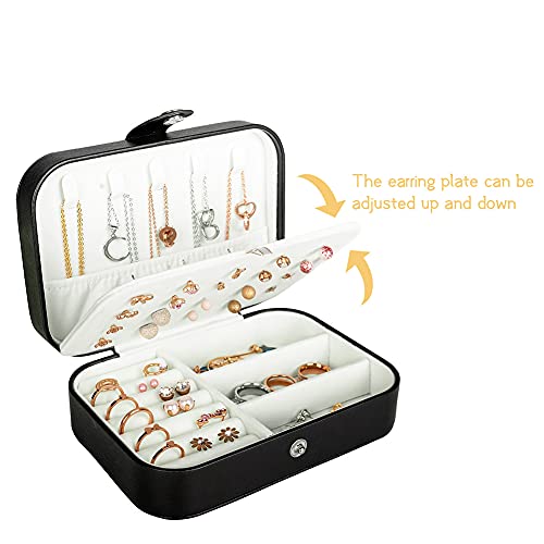 Hatori Travel Jewelry Box, PU Leather Small Jewelry Organizer for Women Girls, Portable Mini Travel Case Display Storage H...