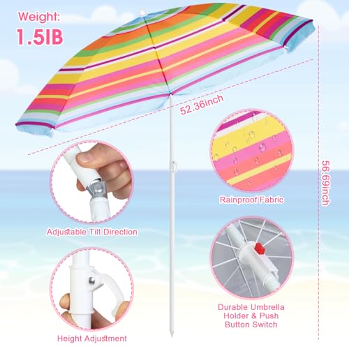 Huwena 2 Pack Beach Chairs with Umbrella for Adults, Low Folding Chair Set, Adjustable Detachable Umbrella, Lightweight Po...