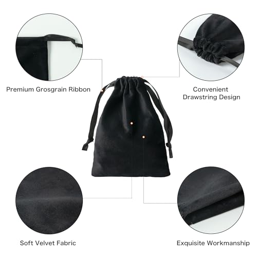 QIANF 12pcs Black Velvet Drawstring Bags 3x4 inches Small Velvet Cloth Gift Bags Jewelry Pouches for Storage Wedding Party...