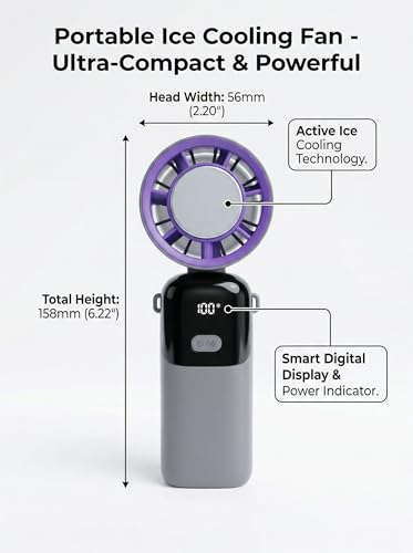Cyromark Handheld Portable Fan with Ice Cooler - Rechargeable Personal Fan Portable Fast Cooling, Mini Turbo Pocket Fan fo...