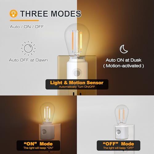 LUMILECT Warm Night Lights Plug into Wall Motion Sensor, 1W 2700K, LED Night Light, 10-100LM Adjustable Brightness, Automa...