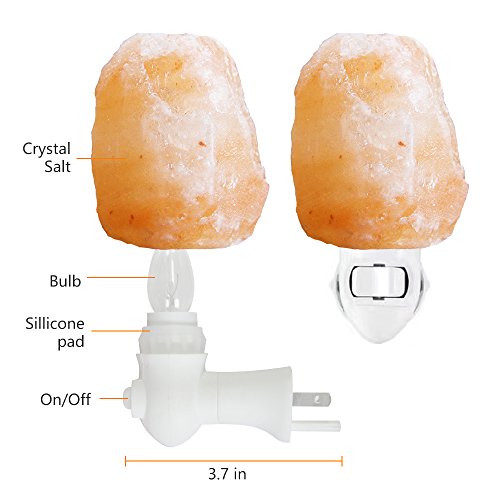 pursalt Himalayan Salt Lamp Night Light Plug in, Certificated 360 Degree Rotatable Wall Plug with Extra 2 Replacement Bulb...