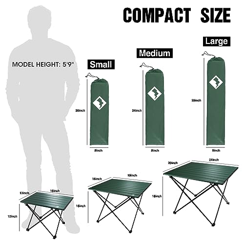 VILLEY Portable Camping Side Table, Ultralight Aluminum Folding Beach Table with Carry Bag for Outdoor Cooking, Picnic, Ca...