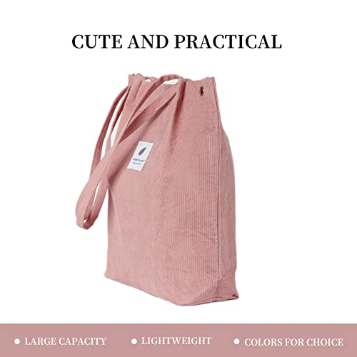 Corduroy Tote Bag Cute Tote Bags for Women Shoulder Bag with Inner Pocket for Work Beach Travel and Shopping Grocery