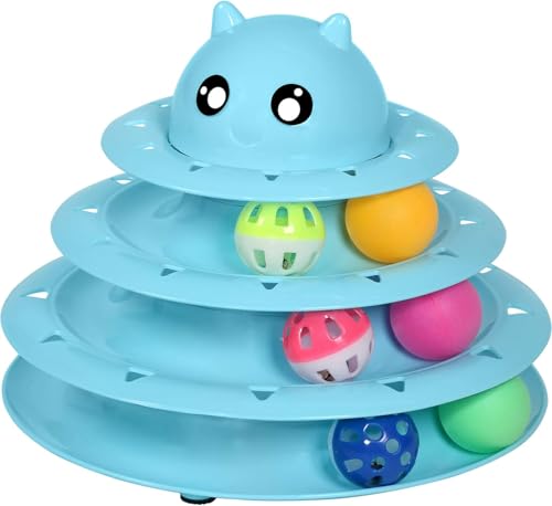 UPSKY Cat Toy Roller 3-Level Turntable Cat Toys Balls with Six Colorful Balls Interactive Kitten Fun Mental Physical Exerc...