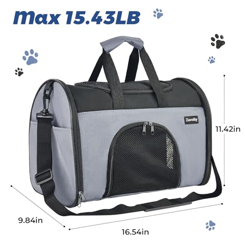 Zavothy TSA Airline Approved Soft-Sided Pet Carrier for Small to Medium Cats and Puppies, Up to 15 Lbs – Collapsible Trave...