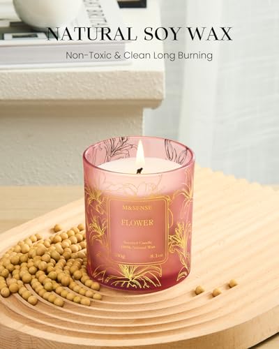 M&SENSE Floral Scented Soy Candles-Vegan, Heavy Scented, No Toxin 8.1oz 42-Hour Long Burning Time, Spring Summer Candles f...
