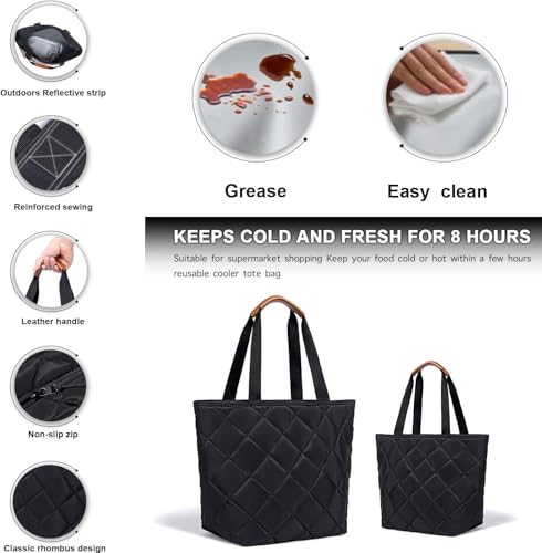 TIIOCTI Insulated Cooler Bag Reusable Grocery Tote Bags Transport Large Lunch Box for Women
