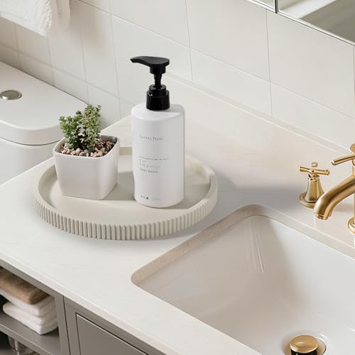 Silicone Bathroom Tray Round Kitchen Counter Organizer Decorative Vanity Accessories Coffee Table Decor for Perfume, Candl...