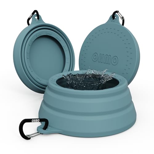 OHMO Spill Proof Collapsible Dog Water Bowl 24oz for Cars, No Splash Portable Bowls for Dog Travel, Pet Essentials for Roa...