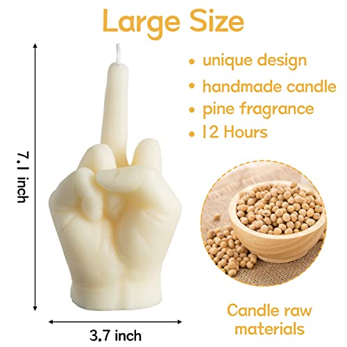 6sisc Middle Finger Scented Candle White Large Size Danish Pastel Room Decor Pine Aromatherapy Candle Long Lasting Natural...