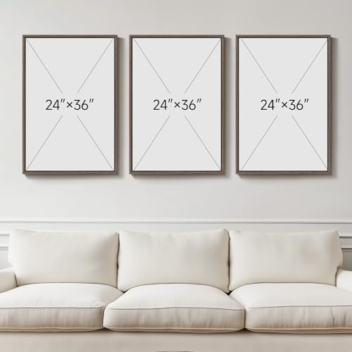 Large Vintage Framed Neutral Landscape Wall Art for Living Rooms, 3 Piece Retro Big Tree Sketch Botanical Forest Antique C...