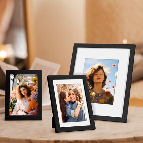 SYNTRIFIC 4x6 Picture Frame Set of 2,Display Pictures 3x5 with Mat or 4x6 Without Mat,Photo Frame for Wall Mounting or Tab...