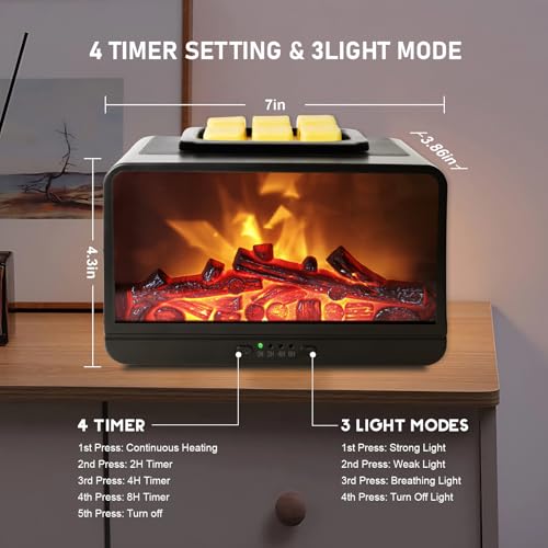EQUSUPRO Wax Melt Warmer Electric Burner - Flame Fireplace Candle Wax Warmer, Wax Melter for Scented Wax with 4 Timer, Dyn...