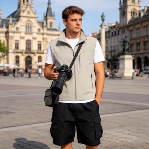 MANLUODANNI Men's Lightweight Vest Sleeveless Outdoor Work Jacket for Travel Hiking Running
