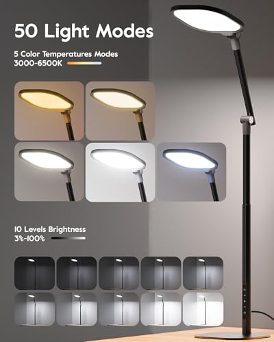 LitONES Led Desk Lamps for Home Office with Base, Tall Desk Lamp with 50 Light Modes & Memory and Timer Func Computer Ligh...