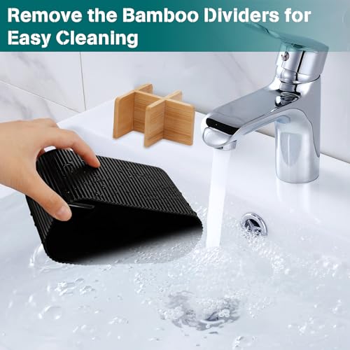 GFWARE Black Toothbrush Holder - Bamboo Toothbrush Holders for Bathrooms Electric Toothbrush Holder Organizer Kids Toothbr...