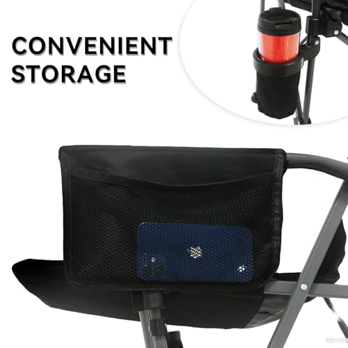 Portable Camping Chairs- Lightweight,Outdoor Chair with Side Pockets & Cup Holder,Heavy Duty Support 500 LBS Oversized Fol...