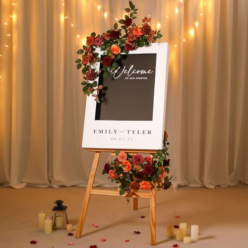 Garisey 5FT Terracotta Artificial Flower Garland Fall Floral Garland Burnt Orange Arch Rose Vine for Wedding Ceremony Part...