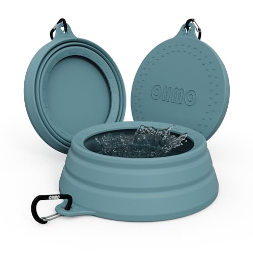 OHMO Spill Proof Collapsible Dog Water Bowl Large 34oz for Cars, No Splash Portable Bowls for Dog Travel, Pet Essentials f...
