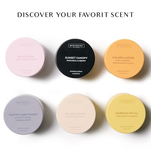 Benevolence LA Candle Gift Set – 6 Soy Scented Candles (1.4 oz) | Aromatherapy Candles with Orange, Eucalyptus, Rose & Jas...