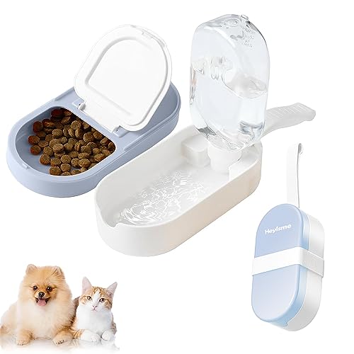 HEYISME 2-in-1 Dog Bowl & Water Bottle, Large Food Container for Dog Treats, Steak, Sticks, Bars - Portable Pet Dispenser ...