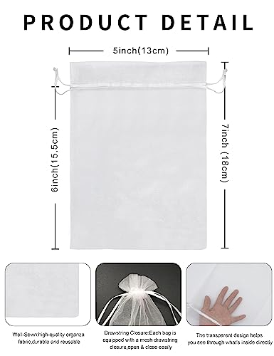 Jexila 120PCS Sheer Organza Bags 5X7 inches Mesh Drawstring Gift Bags Small for Jewelry Wedding Party Baby Shower Favor Ba...
