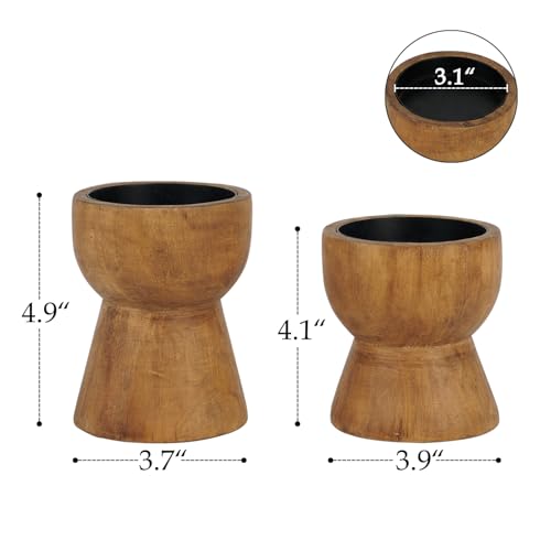 NIKKY HOME Farmhouse Wooden Candle Holders Set of 2, Rustic Solid Wood Pillar Candlesticks Pedestal, Fireplace Mantle Tabl...