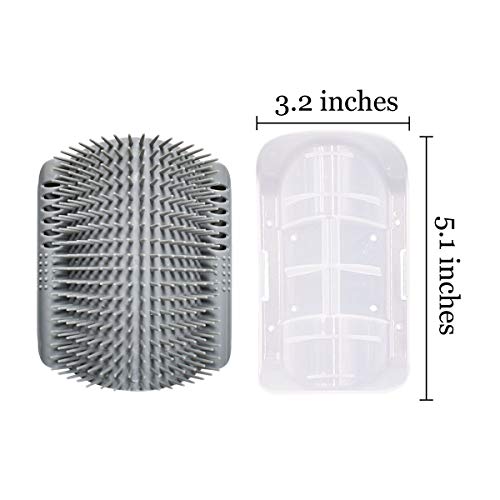2 Pack Softer Self Groomer with Catnip Wall Corner Massage Comb Scratcher Grooming Brush Tool for Long & Short Fur Kitten ...