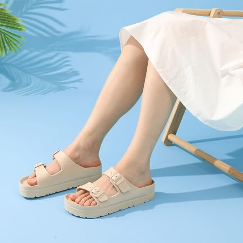 Goosecret Women's Platform Sandals with Arch Support, Chunky Lightweight Foam Slip on Slides, Comfortable Summer Beach San...