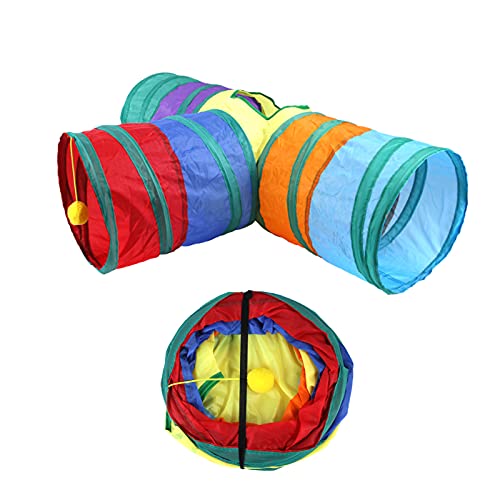 32Pcs Cat Toys Kitten Interactive Pet Toys Assortments, Foldable Rainbow Tunnel, Teaser Wand Fluffy Mouse Crinkle Balls Be...