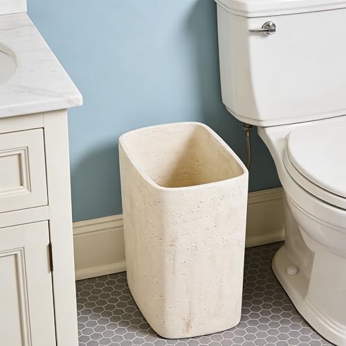 Polytree Natural Travertine Textures Bathroom Trash Can 1.8 Gallon(7 Liter) Small Kitchen Garbage Can,Living Room Bedroom ...