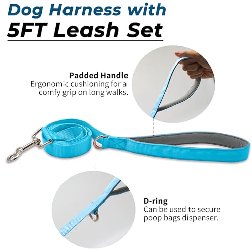 Wuffley Escape Proof Dog Harness and Leash Set, Lightweight Dog Harness with Lift and Assist Handle, No Pull Reflective Pe...