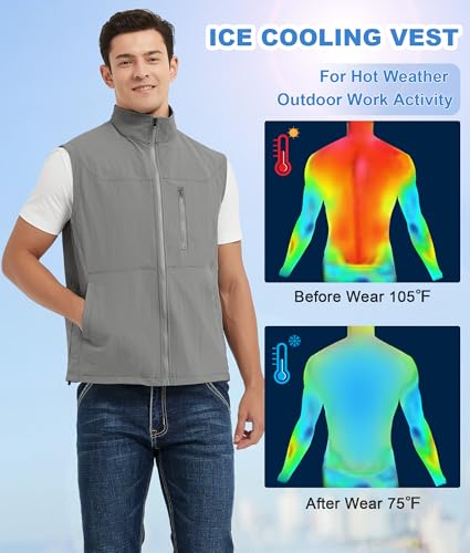 Foiueyga Cooling Vest for Men Ice Vest with 24 Ice Packs Cold Vest for Hot Weather Outdoor Work Everyday Active