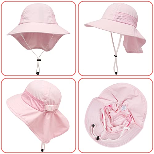 Toddler Baby Sun Hat Kids Summer Beach Essentials Adjustable Beach Hats with Bucket Wide Brim for Boys Girls Age 0-14 Years