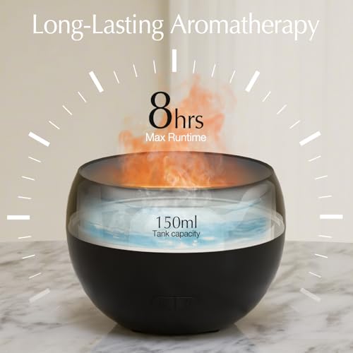 SALKING 2 Pack Flame Essential Oil Diffusers for Home, 150ml Fire Ultrasonic Diffusers for Essential Oils, Aromatherapy Di...