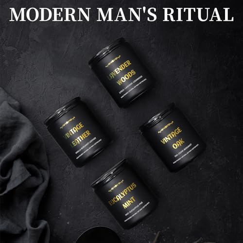 Scented Candles for Men, 4 Pack Mens Candle Set, Soy Candles for Home Scented, Masculine Candle Gifts for Him, 28oz, 200 H...