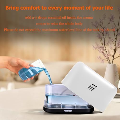 Flame Diffuser for Essential Oils, 180ml Aromatherapy Diffuser with Flame Effect, Quiet Cool Mist Humidifier, Auto-Off, Sm...