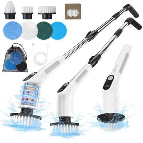 Electric Spin Scrubber for Cleaning - Upgraded Cordless Cleaning Brush Scrubber - IPX7 Waterproof Power Scrubber with 7 Br...
