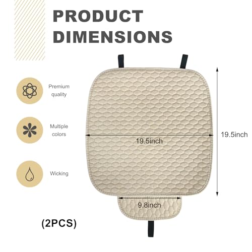 JNXIJ 2 PCS Car Seat Covers Cushion Pad, Breathable Linen Vehicle Bottom Seat Cover with Storage Pocket, Universal Anti-Sl...