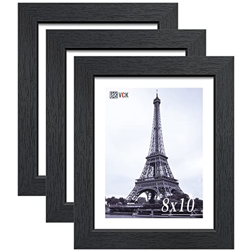 VCK 8x10 Picture Frame Set of 3, Black Wood Frames, Gallery Wall Decor Photo Frames for Wall Mounting Horizontally or Vert...