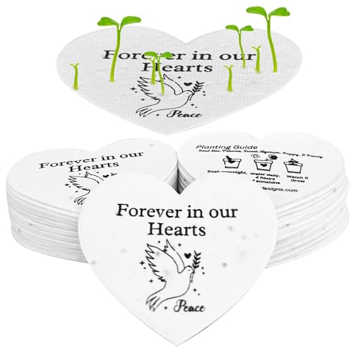 50 Plantable Seed Paper Funeral Favors for Guests - Handmade Seed Cards with Wildflower Seeds for Celebration of Life Even...