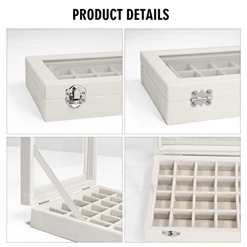 Vicoter Velvet Jewelry Box 24 Grid Jewelry Ring Display Organiser Box Tray Holder Earrings Storage Case for Girls Wife Mom...