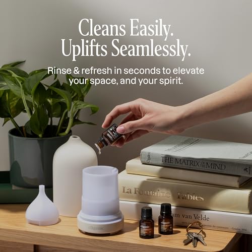 Cliganic Ceramic Diffuser (White), 100ml Ultrasonic for Essential Oils Aromatherapy, Home & Office