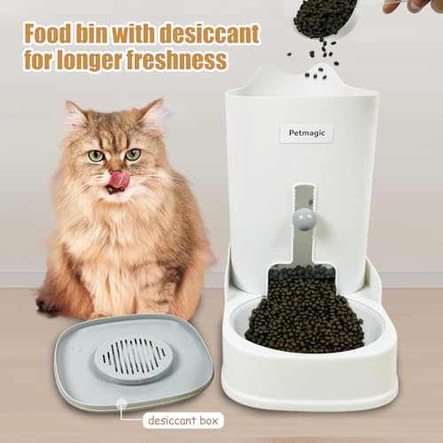 Gravity cat Feeder by Petmagic is a 3.6L Large-Capacity cat Food and Water Bowl Set. This Two-piece Set is Suitable for pe...